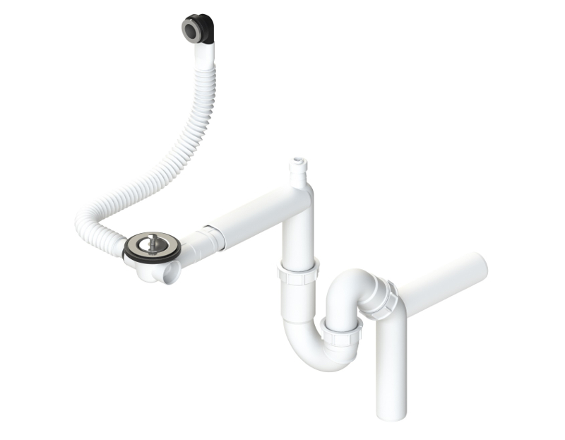 Sifone Lavandino Bagno Con Scarico Lavatrice.Kit Di Scarico Per Lavabo Tappo In Acciaio Doppia Uscita Per Troppo Pieno Con Piastrina Decorativa Attacco Lavatrice E Raccordo Space Friendly Con Ingombro Di 5 Cm Sifone Autopulente Con Uscita A Muro