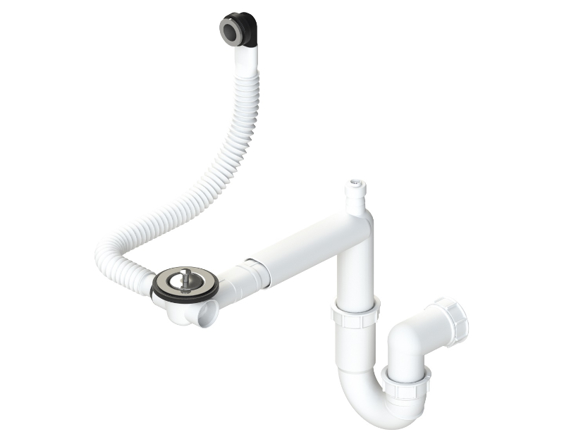 Sifone Per Lavandino Bagno.Kit Di Scarico Per Lavabo Tappo In Acciaio Doppia Uscita Per Troppo Pieno Con Piastrina Decorativa Attacco Lavatrice E Raccordo Space Friendly Con Ingombro Di 5 Cm Sifone Autopulente Con Uscita Filettata Cod